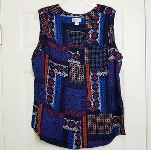 Avenue patchwork pattern sleeveless tank top